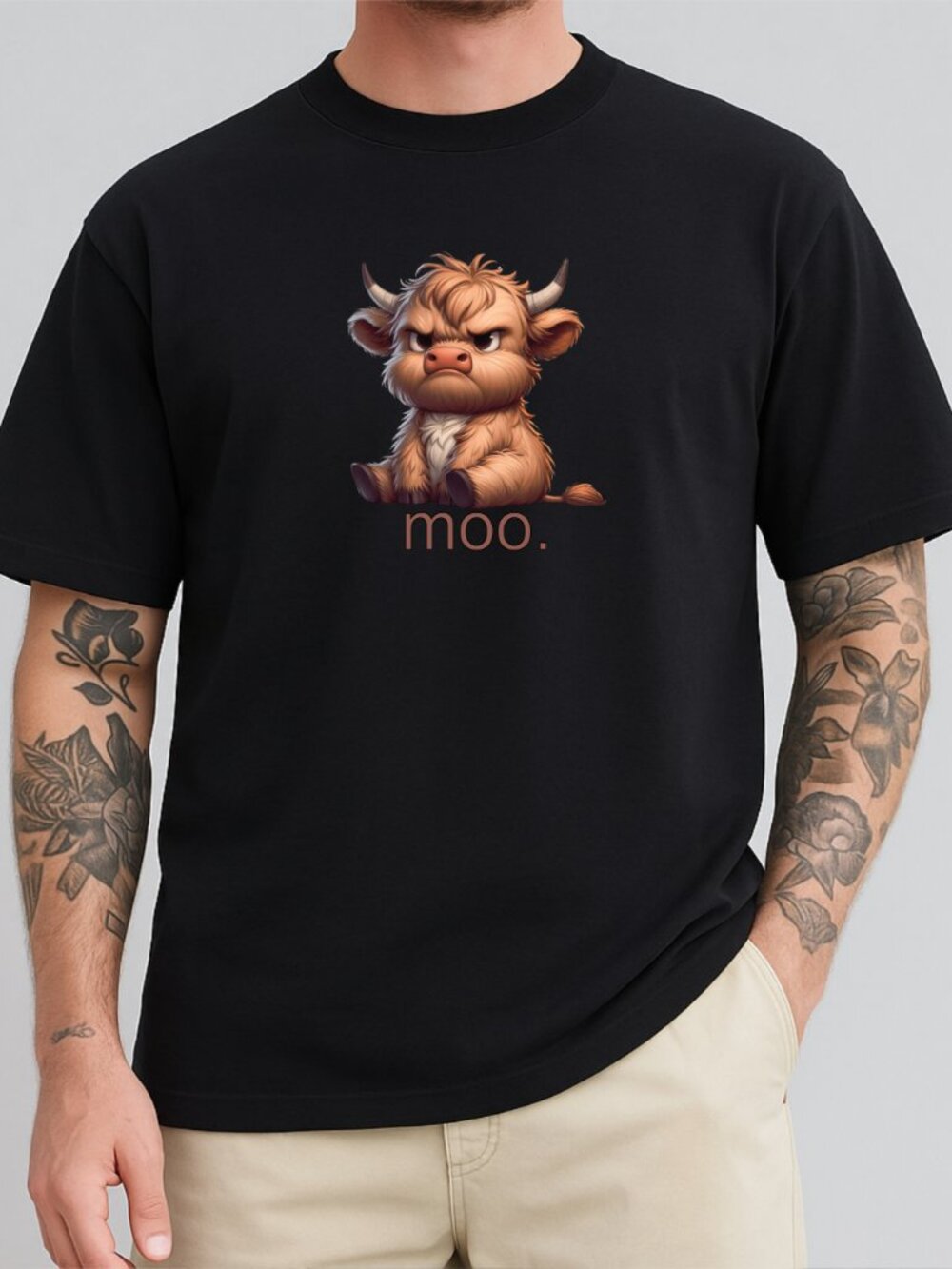 Highland Cow Shirt Graphic Tee Adult Unisex Farm Animal Grumpy Moo Funny Cute